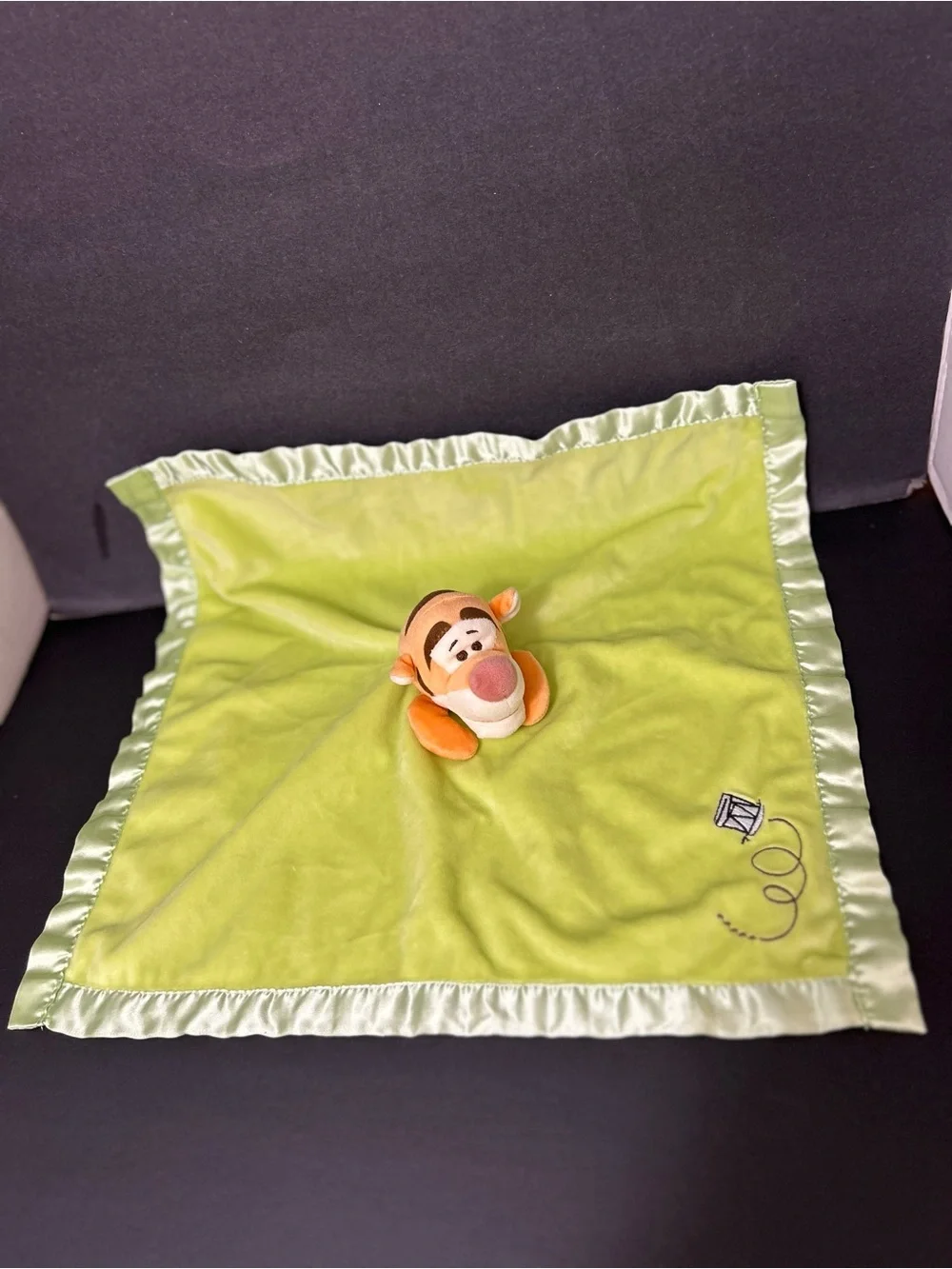 Disney Tigger Satin-Trim Lovey in Lime Green and Orange